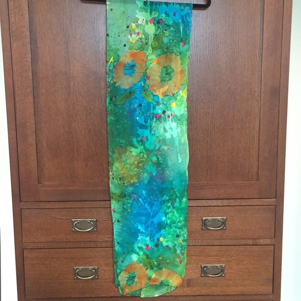 Hand painted silk scarf